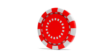 Gambling, casino concept. Red white color poker chip isolated on white background. 3d illustrationの写真素材