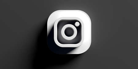 June 22, 2019. Athens, Greece. Instagram logo, white color against dark gray background. 3d illustrationのeditorial素材