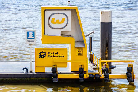 Rotterdam, Netherlands. July 2nd, 2019. Water taxi station in river Maas, city tour and transportationのeditorial素材