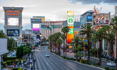 Las Vegas Nevada, USA. May 28, 2019. Las vegas strip aerial view  in the afternoon. Spring day, cloudy skyのeditorial素材