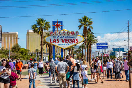Las Vegas Nevada, USA. May 29, 2019. Welcome to fabulous Las Vegas sign. Sunny spring day, blue skyのeditorial素材