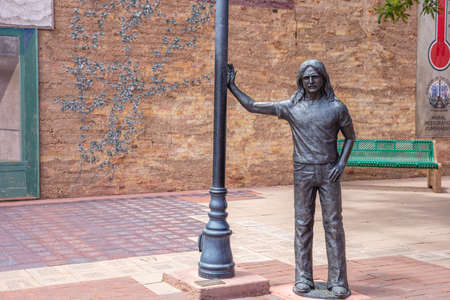 Winslow Arizona, US. May 23, 2019. Standing on the corner statue, historic route 66, road trip