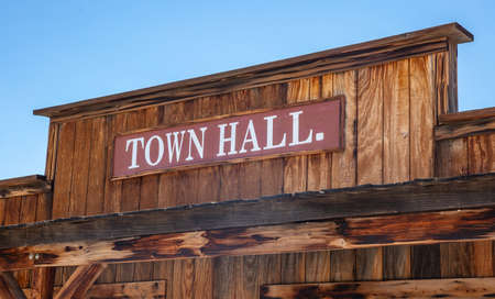 Calico ghost town California, USA. May 29, 2019. Calico Town Hall building facade in a sunny spring dayのeditorial素材