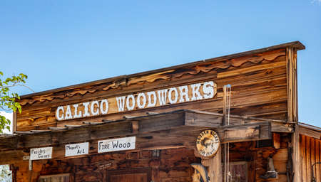 Calico ghost town California, USA. May 29, 2019. Calico woodworks building facade in a sunny spring dayのeditorial素材