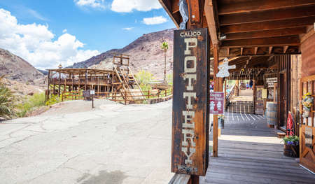 Calico ghost town California, USA. May 29, 2019. Calico Pottery works building facade in a sunny spring dayのeditorial素材