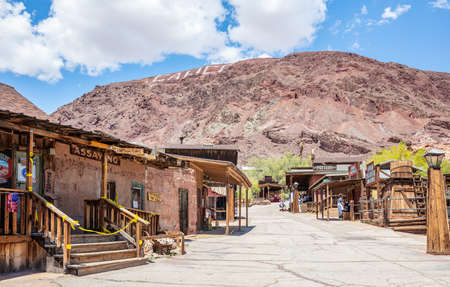 Calico ghost town California, USA. May 29, 2019. Old former silver mining town in San Bernardino County, theme park. General view in a sunny spring dayのeditorial素材
