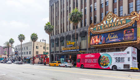 Los Angeles, California, USA. May 31, 2019. LA City in a cloudy day background.View of the El Capitan Theatre at Hollywood Boulevard.のeditorial素材