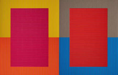 Colorful picture frames, corrugated paper cardboard, copy space, template
