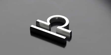 Libra zodiac sign concept. Astrological horoscope symbol on black background. 3d illustration