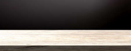 Wood board shelf or table empty blank template dark background, copy space. Natural color wood for...
