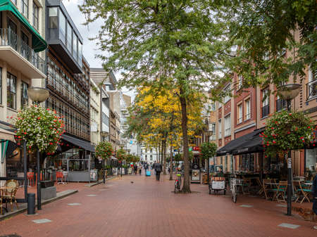 Eindhoven, Netherlands October 10, 2019. Urban scene, People outdoors for shopping in the city center, autumn sunny dayのeditorial素材