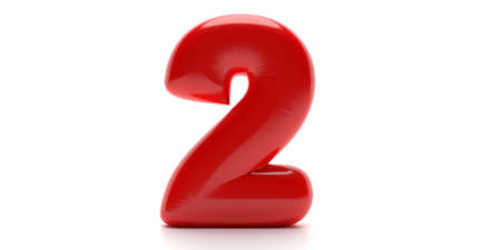 2 two number. Glossy balloon passion red color of digit 2 isolated on white background. Two year...