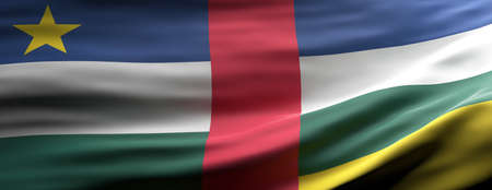 Central African Republic sign symbol. Central African Republic national flag waving texture background, banner. 3d illustrationの写真素材