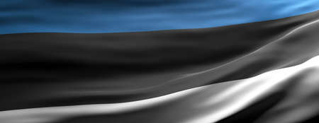 Estonia sign symbol. Estonian national flag waving texture background, banner. 3d illustration