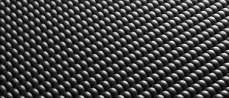 Industrial black glossy balls in row background,  texture, perspective view. Repeating abstract background, texture, banner. 3d illustrationの写真素材