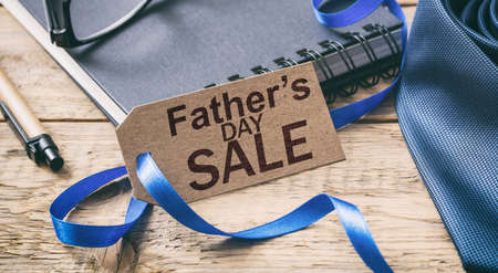 Fathers day SALE, Special offer. Promotion and shopping template for fathers day. Text on a tag...