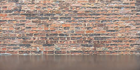 Empty room, brick wall and industrial floor. Loft interior mockup, template. Studio, home, office blank space. 3d illustrationの写真素材