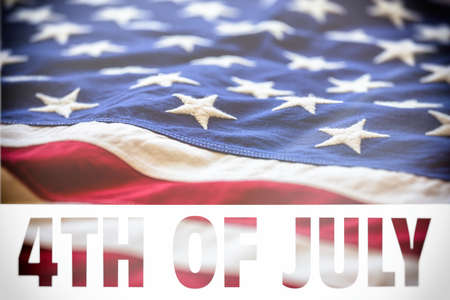 4th of July text on United States of America flag background. USA Happy Independence Day concept.