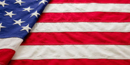 USA  flag detail, closeup view. American flag background texture. Memorial day and 4th of July, Independence day conceptの写真素材