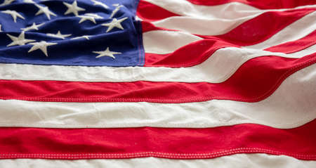 USA flag detail, closeup view. American flag background texture. Memorial day and 4th of July,...