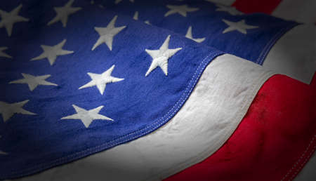 USA flag detail, closeup view. American flag background texture. Memorial day and 4th of July,...