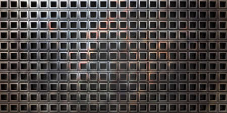 Geometric square shape pattern background, metal texture. Wood panel wall, art deco style template, 3d illustrationの写真素材