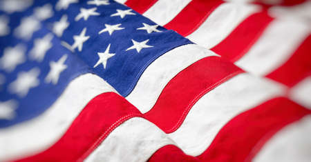 USA flag detail, closeup view. American flag background texture. Memorial day and 4th of July,...