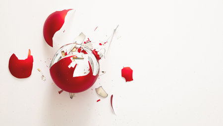 Christmas ball broken isolated on whiteの写真素材