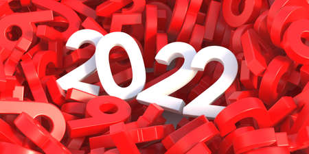 2022 New year white number against red digits stack. white for clear happy days and passion red for...