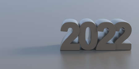 2022 New year wish greeting card ad concept. Grey color number isolated on gray background,...