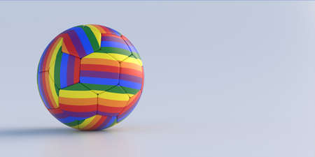 LGBT colors soccer football ball isolated on white background, Gay pride rainbow flag ball, copy...