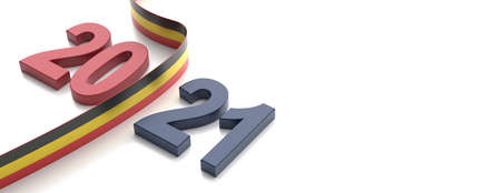 Germany flag flyer and 2021 on white background. Germany election concept, federal election for...