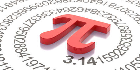 International PI day March 14. Math and science concept, Pi Greek alphabet letter, mathematical symbol and decimal sequence. Constant irrational number, 3d illustrationの写真素材