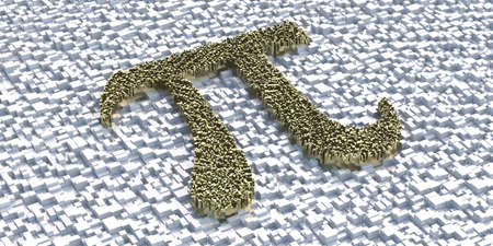 Pi, Greek alphabet letter, Archimedes constant irrational golden number on abstract geometric background. Pi is ratio of a circle circumference to diameter. 3d illustrationの写真素材