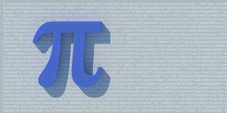 Pi symbol on number digits. Greek alphabet letter, mathematical symbol on decimal sequence. Constant irrational number, Math and science concept, international PI day March 14. 3d illustrationの写真素材