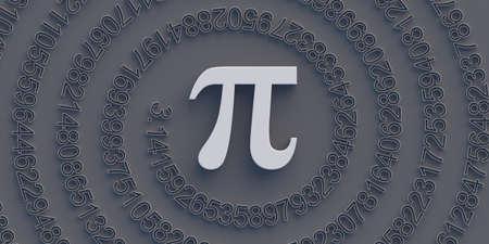 Pi Greek alphabet letter, mathematical symbol and decimal sequence. Constant irrational number, Math and science concept, international PI day March 14. 3d illustrationの写真素材