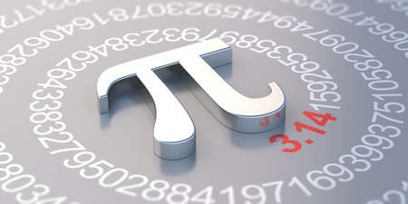 Pi Greek alphabet letter, mathematical symbol and decimal sequence. Constant irrational number, Math and science concept, international PI day March 14. 3d illustrationの写真素材