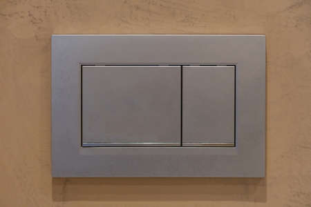 Toilet flush push button. Flushing water, dual mechanism for water saving, economic clean. Modern...