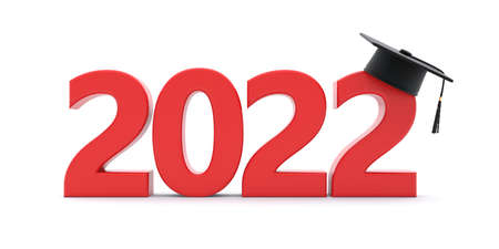 2022 Class Graduation. High school, college graduate party invitation, congratulations. Year number...