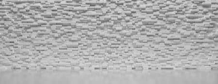 Stone wall background. Light grey color blocks, minimal design material, geometric structure, banner. 3d illustrationの写真素材