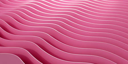 Abstract warm pink diagonal stripe background, texture. Wavy geometric line, new minimal art. Close up view. Copy space, empty. 3d renderの写真素材