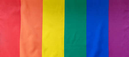 Rainbow flag, pride sign symbol background texture, top view, banner. Community rightsの写真素材