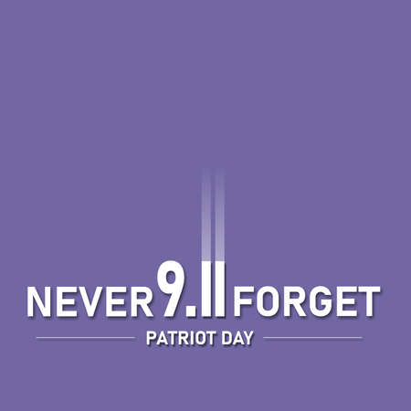 911 USA Never Forget. Remember September 11, 2001. Patriot Day United States America poster template. White text, blue background, copy spaceの写真素材