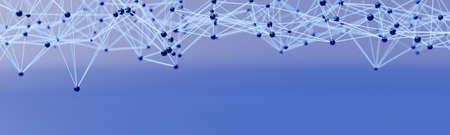 Digital technology plexus background. Dots and lines connection on blue, copy space. Abstract...