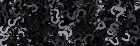 Questionmarks black color background, banner. FAQ concept. Too many questions doubts and...