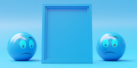 Feeling down and depressed on a blue Monday, symbolized by a blue colorの写真素材