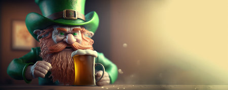 Leprechaun with a mug of beer. St. Patrick's Day.の素材
