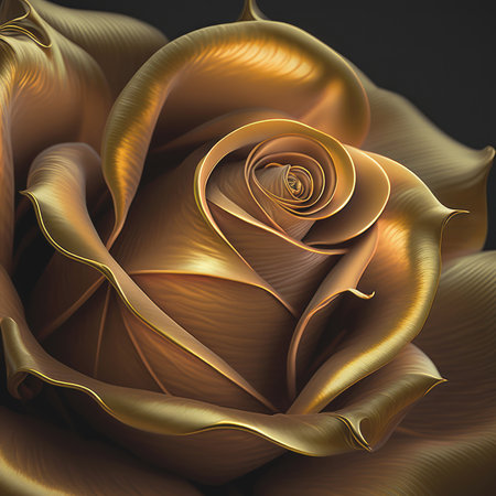 Golden rose closeup. 3d rendering, 3d illustration.の素材