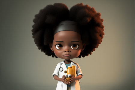 Cute african american little doctor with stethoscope.の素材