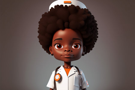 Cute african american little doctor with stethoscope.の素材